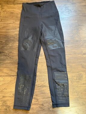 lululemon athletica Black High-Rise Leggings with Matte Stripe Panels